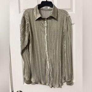 Roommates Metallic Pleated Button Down Shirt